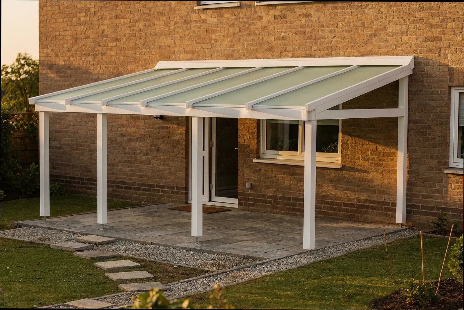 Montierte VSG-Scheiben auf der Dachkonstruktion einer Terrasse in Augsburg